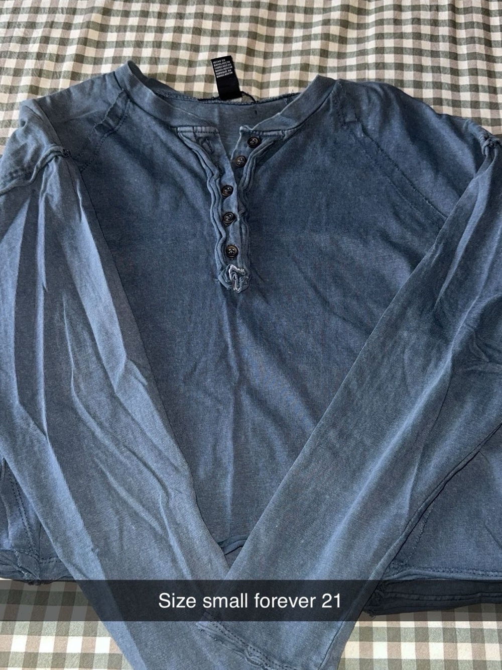 Blue Long Sleeve Henley Top